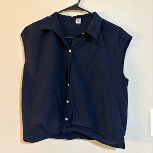 Old Navy Dark Blue Sleeveless Button-Down Shirt